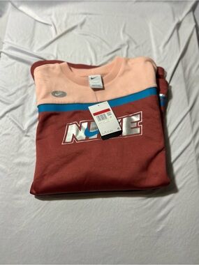 Nike Colorblock Crewneck Sweater - Pink, Brick Red & Blue